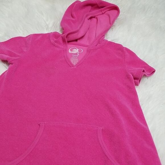 OP Girls Pink Hooded Terry Swim Coverup - Picture 2 of 5